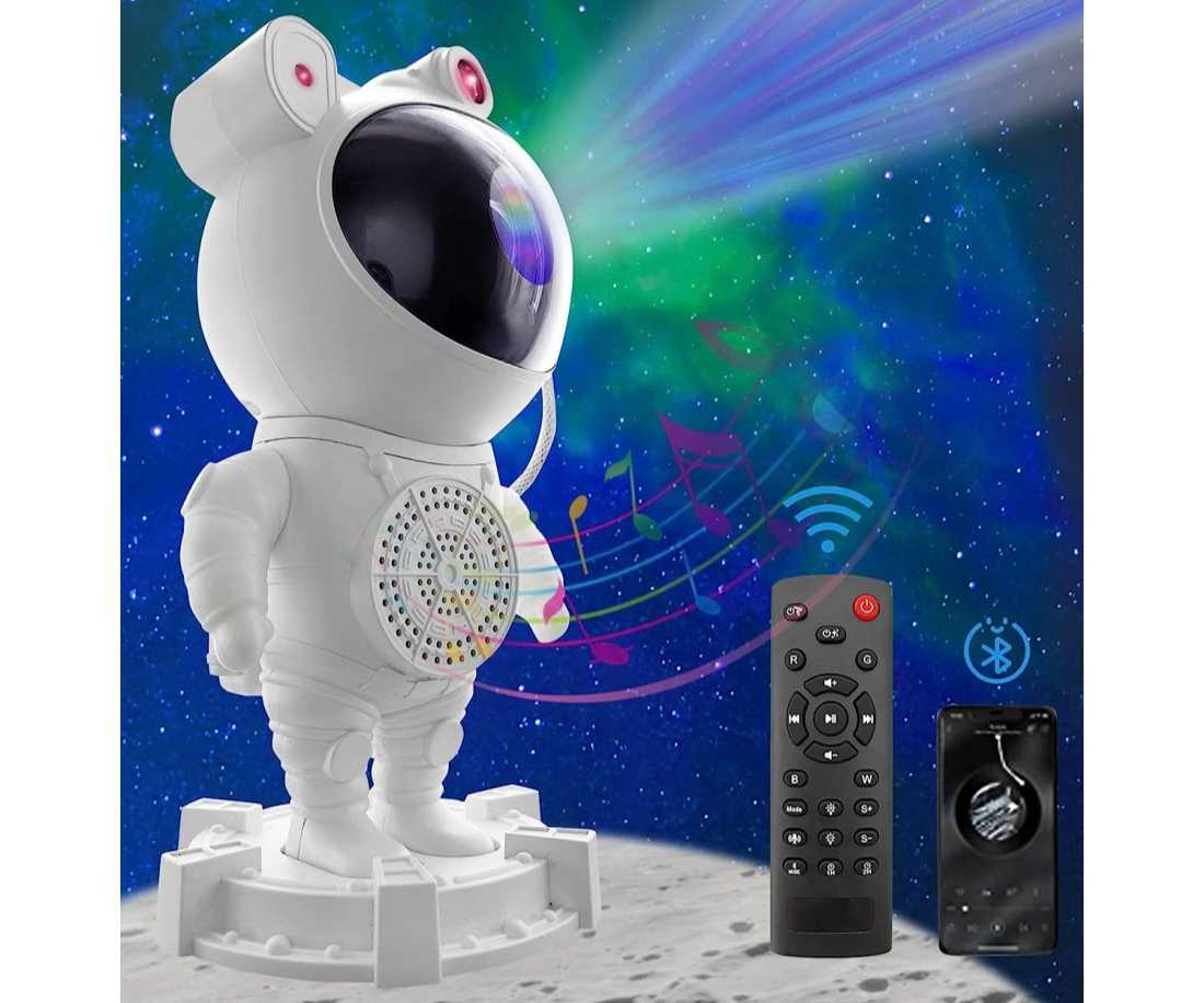 Proyector de galaxia con forma de astronauta, con su mando